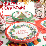 122pcs Disposable Christmas Theme Tableware, Christmas Party Decoration With Paper Plates, Napkins, Paper Cups, Straws, Tablecloths And Flags, Xmas Holiday Theme Tableware Supplies& Decoration (Mistletoe Pattern, For 24 Peopl