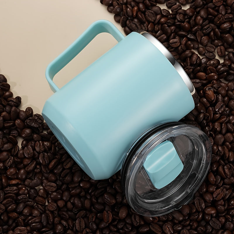 Ins Style Simple Office Water Cup with Lid and Handle Stainless Steel Afternoon Tea Coffee Mug