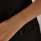 2pcs/Set Women's Minimalist Geometric Circle Long Strip Multi Piece Bracelets Hand Accessories Bracelets