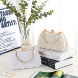 Luxurious Pearlized Evening Clutch Bag - Clutches with Chain Strap, Crossbody & Handheld Style for Women, Perfect for Parties, Banquets, Prom, and Formal Events - Versatile Mini Purse with Elegant Design and Sophisticated Loo