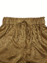 Metallic High-Waisted Loose Shorts for Women, Spring/Summer Casual Drawstring Shorts with Rolled Cuffs