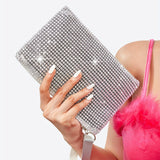 Sparkling Solid Color Plastic Wristlet Clutch Bag - Zipper Closure, Polyester Lining, Bling Rhinestone Accents for Formal Occasions, Weddings, Proms, and Carnivals - Perfect for Adding a Touch of Glamour to Your Night Out