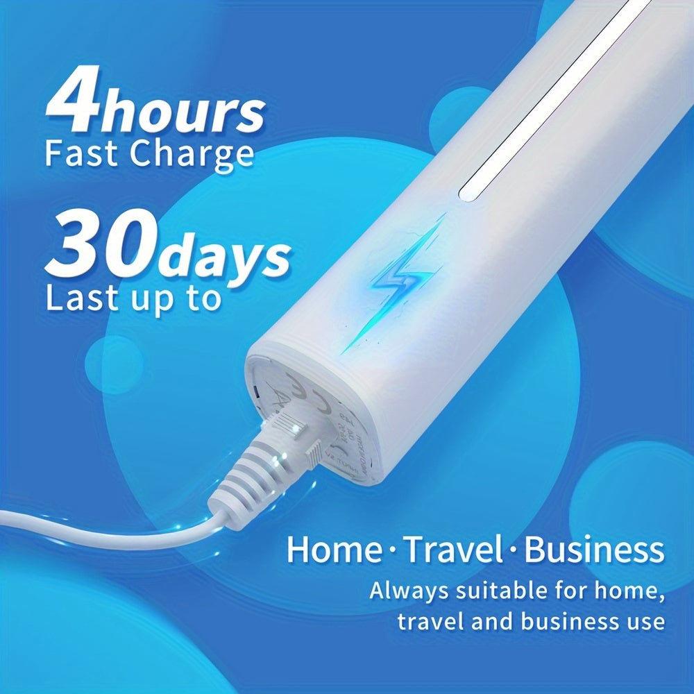 [Electric Toothbrush Water Floss Combo] 8 Brush Heads Rechargeable Electric Toothbrush - Water Floss Combination Kit with 5 Nozzles, Oral Doucher, White Home Kit