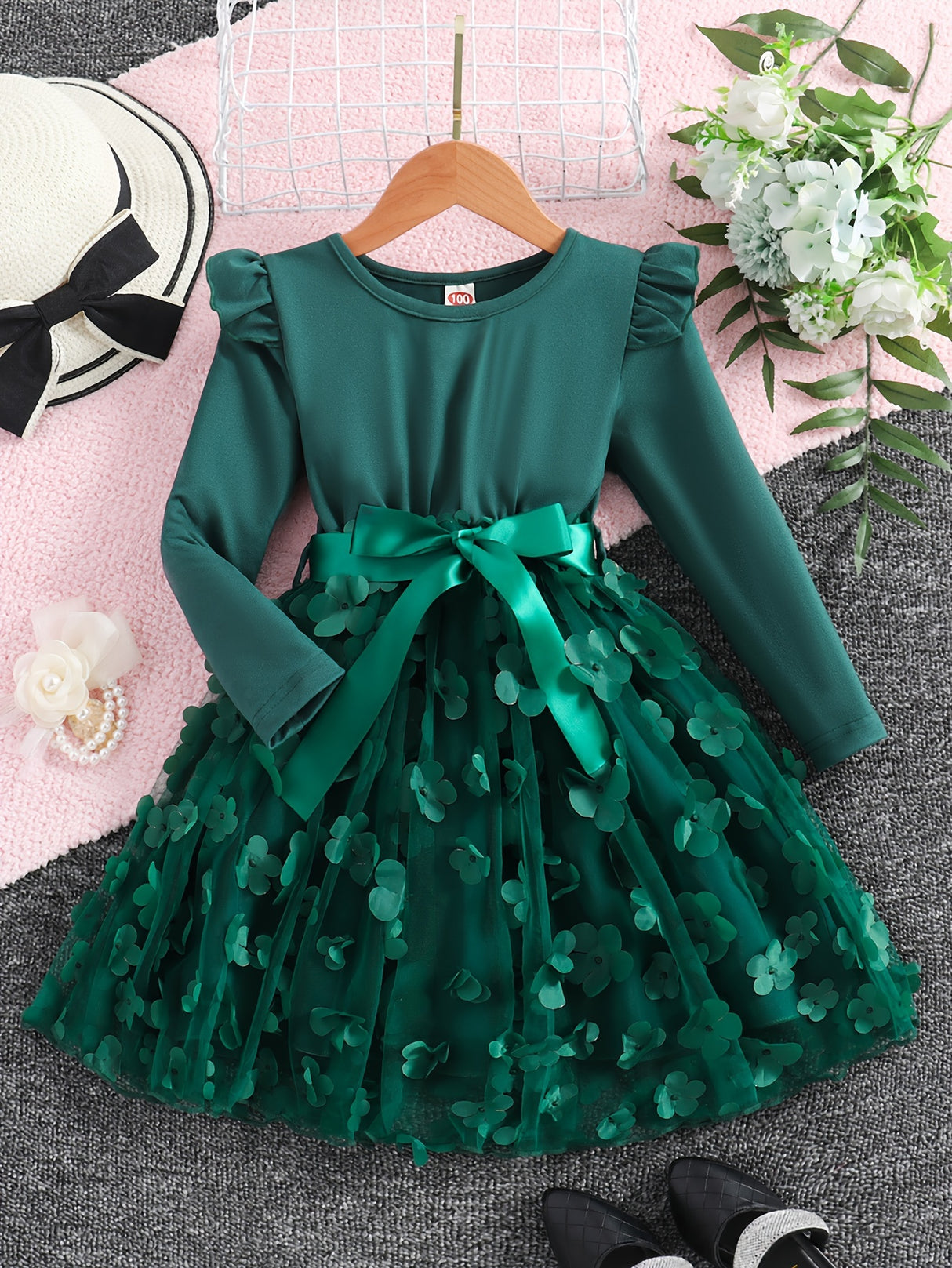 Girls Elegant Princess Tutu Dress Long Sleeves Dresses Kids Clothes For Christmas Gift Party