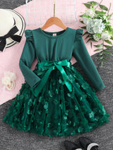 Girls Elegant Princess Tutu Dress Long Sleeves Dresses Kids Clothes For Christmas Gift Party