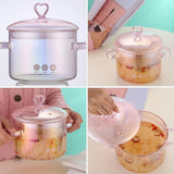 2 Pack -1500ml/50.7oz - Household Pink Double Ear Glass Pot, Double Handle Soup Health Pot, Electric Pot For Soup, Open Fire Stew Pot, Innovative Pink Glass Pot - Pink Girl Cute Cooking Pot