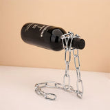 [Iron Chain Wine Holder] Modern Decorative 1pc Iron Chain Wine Bottle Holder - Hanging Wine Rack, Novelty Suspended Bottle Display Stand, Elegant Centerpiece for Living Room, Kitchen Storage Organizer
