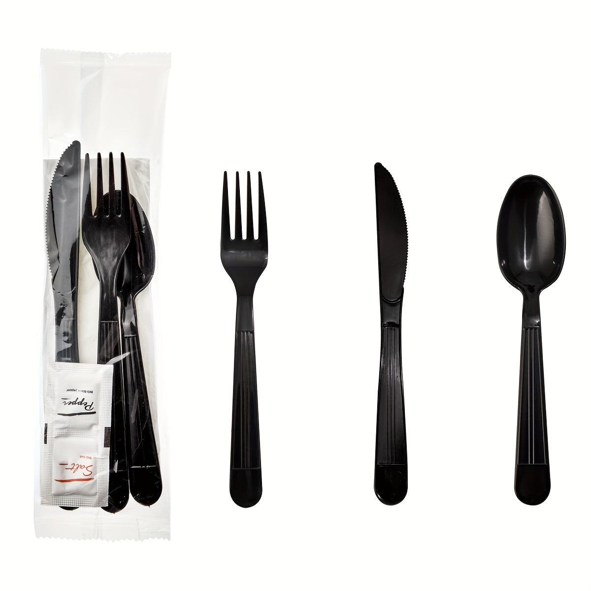 100 Packs Plastic Silverware Packets with Pepper, Salt & Napkin, White Plastic Cutlery Sets Individually Wrapped Cutlery, Disposable Heavy-Duty Utensils Sets, for Delivery, Cafeterias, Restaurants