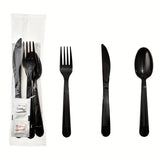 100 Packs Plastic Silverware Packets with Pepper, Salt & Napkin, White Plastic Cutlery Sets Individually Wrapped Cutlery, Disposable Heavy-Duty Utensils Sets, for Delivery, Cafeterias, Restaurants