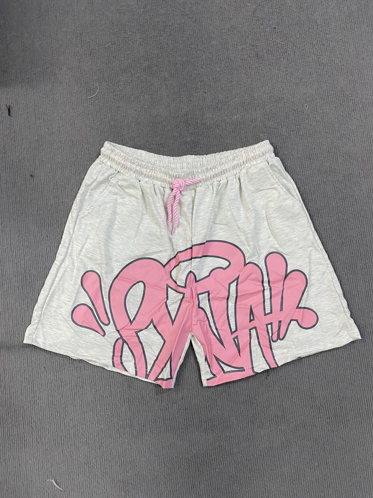 Casual Retro Hip Hop Print Drawstring Shorts for Men & Women - Y2K-Inspired Cotton Blend, Machine Washable, Streetwear Fashion