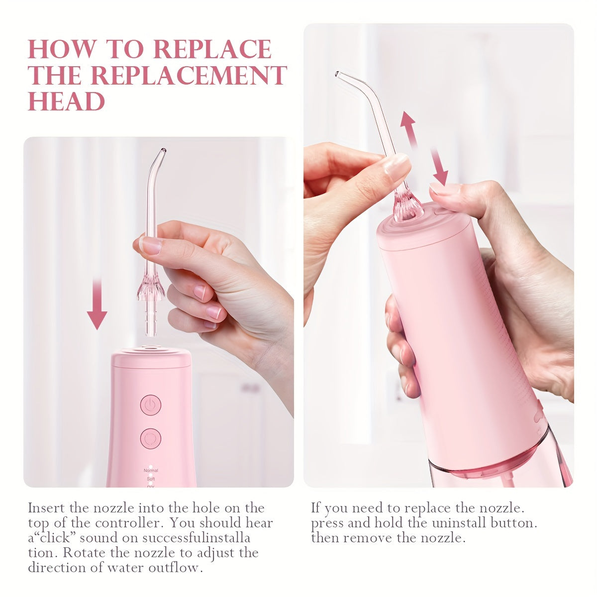 Pink Water Flosser And Electric Toothbrush, 6 Jet Tips & 8 Brush Heads, Usb Chargeable, Best Christmas Gift