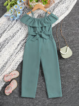 Girls Ruffle Cami Romper Belt Off Shoulder Elegant Summer Spring Autumn Kids Clothes