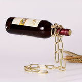 [Iron Chain Wine Holder] Modern Decorative 1pc Iron Chain Wine Bottle Holder - Hanging Wine Rack, Novelty Suspended Bottle Display Stand, Elegant Centerpiece for Living Room, Kitchen Storage Organizer