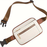 Upgraded Women's Faux Leather Crossbody Bag Belt Bag Fashionable Waist Bag with Adjustable Shoulder Strap Chest Bag with 5 Zipper Pockets