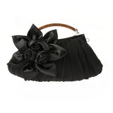 Floral Decor Clutch Bag, Elegant Ruched Detail Handbag, Women's Trendy Chain Shoulder Bag For Party