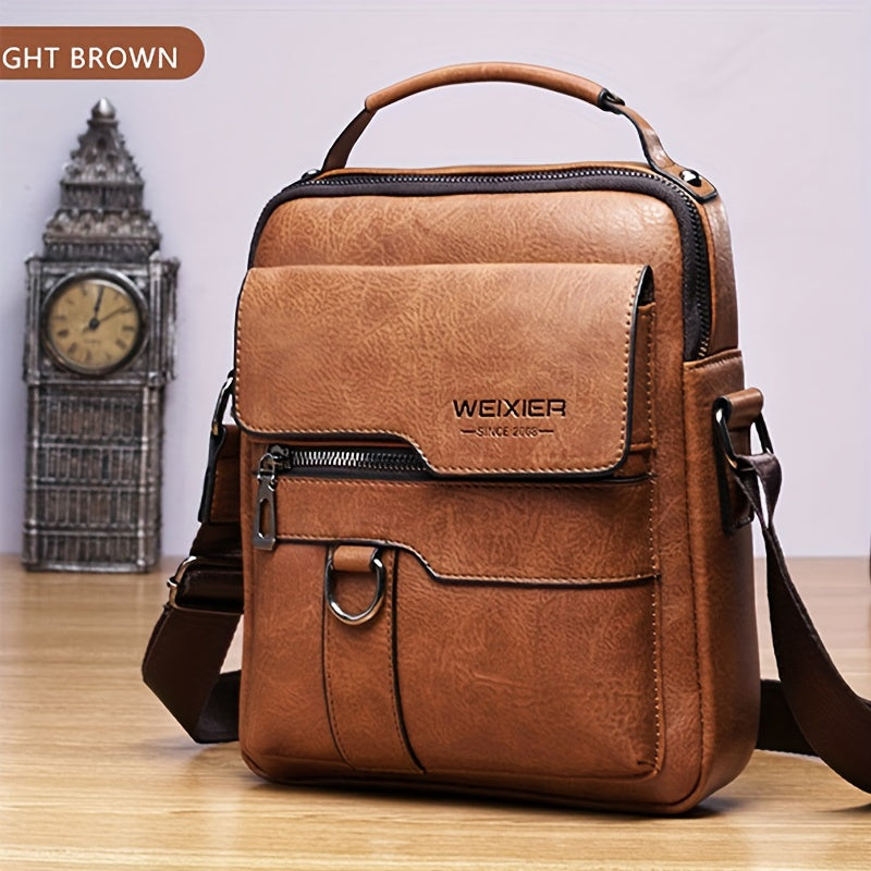 Men'S Authentic Leather Messenger Bag Vintage Style Business Handbag