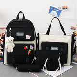 New Ins Canvas Large-capacity Backpack, Small Fresh Contrasting Color School Bag