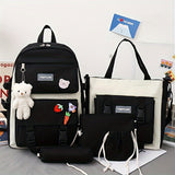 New Ins Canvas Large-capacity Backpack, Small Fresh Contrasting Color School Bag