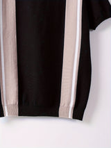 Color Block Chic Knit Shirt, Men's Casual Crew Neck High Stretch V-Neck Pullover Sweater For Men Spring Fall