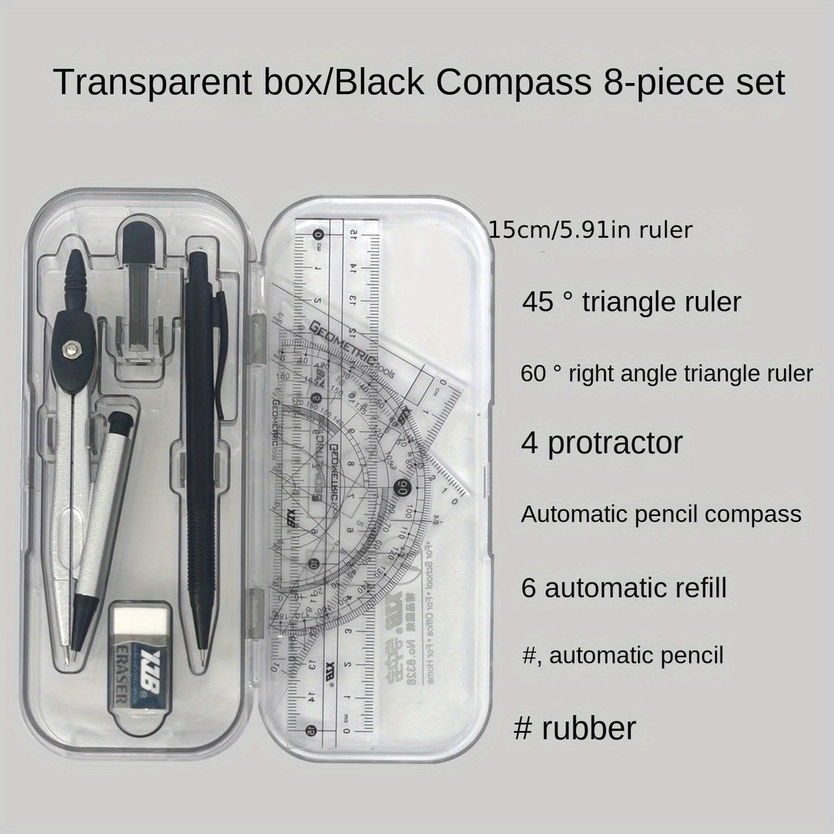 Compass And Ruler Set Drawing Tools, Drawing Rulers, Geometric Drawings, Triangle Plates, Stationery Sets, Rulers