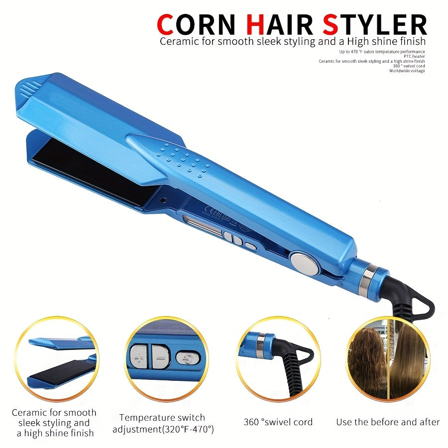 Titanium Professional Hair Straightener - High Temperature 470F Fast Heating with Wide Ceramic Plates for Salon-Quality Styling - Durable, Long-Lasting, and Easy to Use