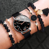 5pcs/set Women's Watch Elegant Butterfly Quartz Watch Analog PU Leather Wrist Watch & Bracelets, Valentines Gift For Her