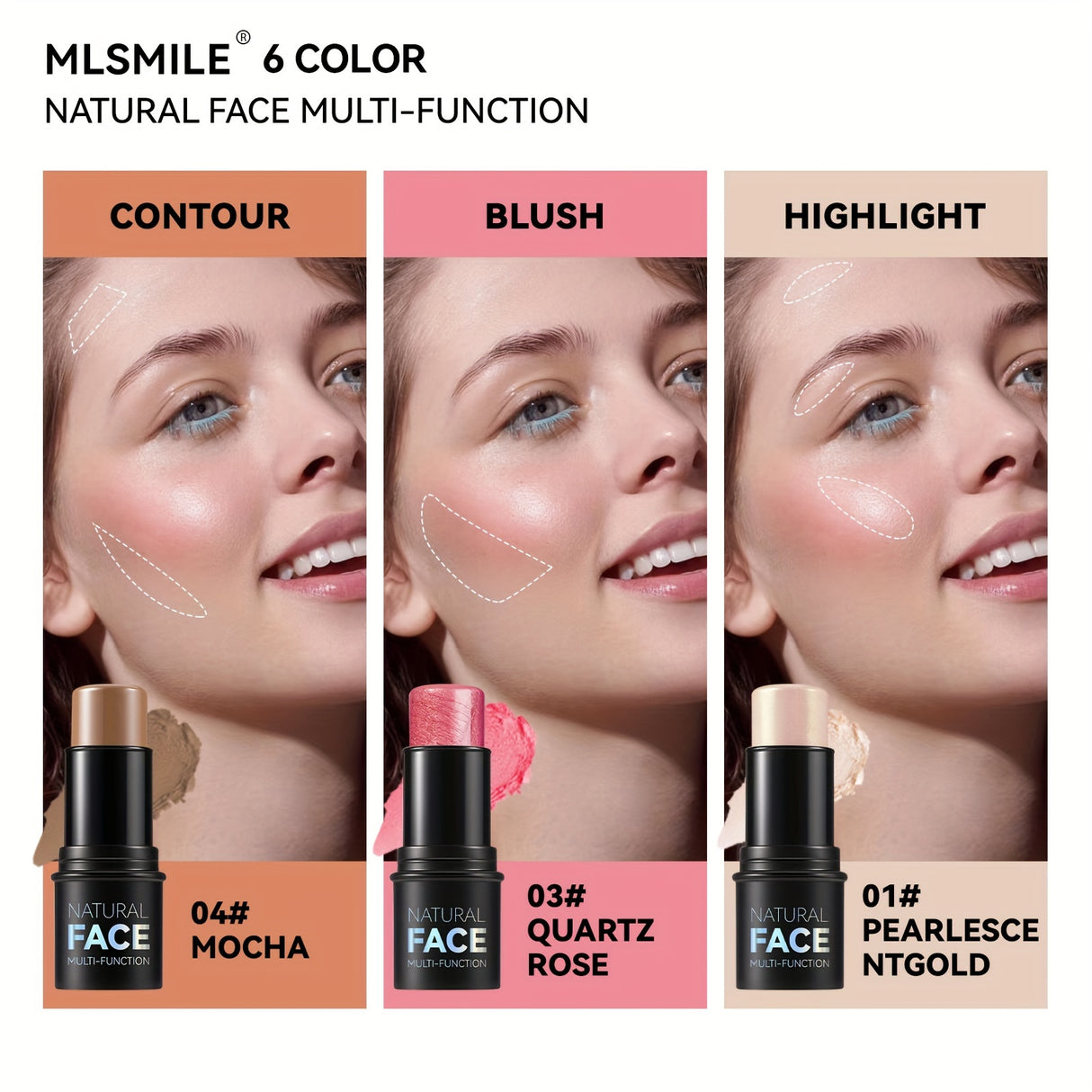 3-Piece Makeup Trio Set - Creamy Blush, Radiant Highlighter & Defined Contour - Waterproof, Long-Lasting Formula - Perfect Gift for Mothers Day & Beyond