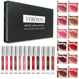 VERONNI 12pc Lip Glaze Collection - Smudge-proof Matte Lipstick Set with Non-transfer Formula - Diverse Multicolor Glosses for All-day Wear - Ultimate Makeup Kit & Festive Gift for Her