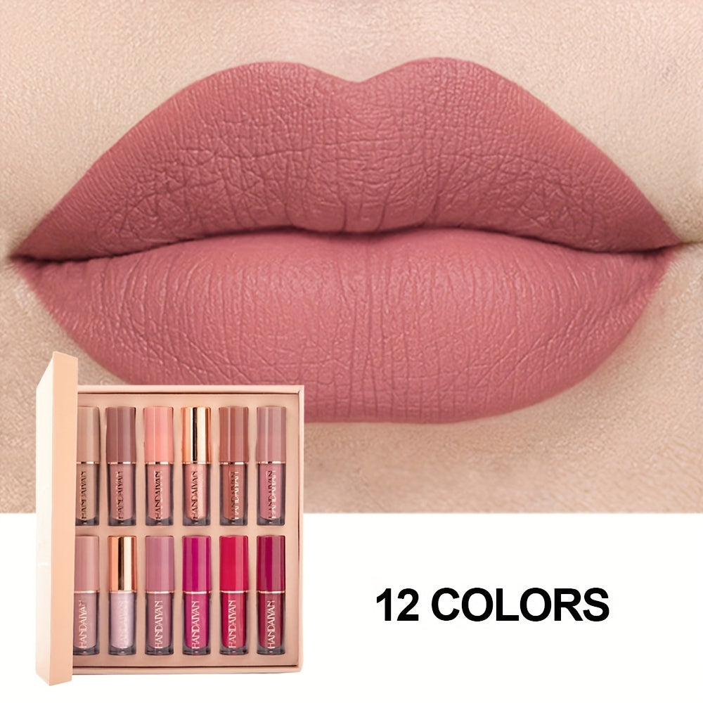 12 Colors Lip Gloss Set Liquid Lip Gloss Makeup Cosmetic Liquid Lipstick Smudge Proof Waterproof Lip Tint Set Mother's Day Gift