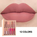 12 Colors Lip Gloss Set Liquid Lip Gloss Makeup Cosmetic Liquid Lipstick Smudge Proof Waterproof Lip Tint Set Mother's Day Gift