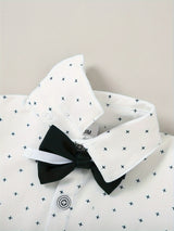 5 Pieces Baby Boy Long Sleeve Gentleman Suit Baby Boy Holiday Party Wedding Dress Suit One-piece Shirt, Vest, Trousers, Bowtie, Corsage 0-24M Soft And Comfortable Cotton Toddler Clothing