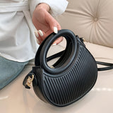 Chic Black Embossed Stripe Crossbody Bag for Women - Elegant Synthetic Leather Handbag with Golden-Tone Hardware, Versatile Shoulder Purse for Everyday Use, Versatile Shoulder Bag | Chic Stripe Design | Luxury Look Purse