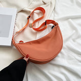 Casual Minimalist Solid Color Crossbody Bag, Zipper Crescent Shoulder Bag For Women, Daily Use Bag
