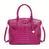Chic Crocodile Embossed Womens Handbag - Top Handle Satchel with Roomy Interior & Convertible Crossbody Strap - Fashion Purse for Everyday Style