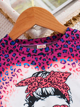 Girl's Camouflage Pattern 2pcs, Long Sleeve Top & Pants Set, Anime Sunglasses Girl Print Casual Outfits, Kids Clothes For Spring Fall