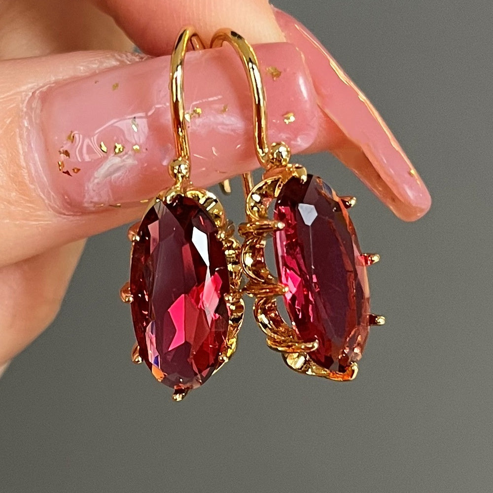 [Bridal Earrings] Oval Blue Bridal Wedding Earrings | Fashion Hanging Claw Setting Women's Jewelry Gifts