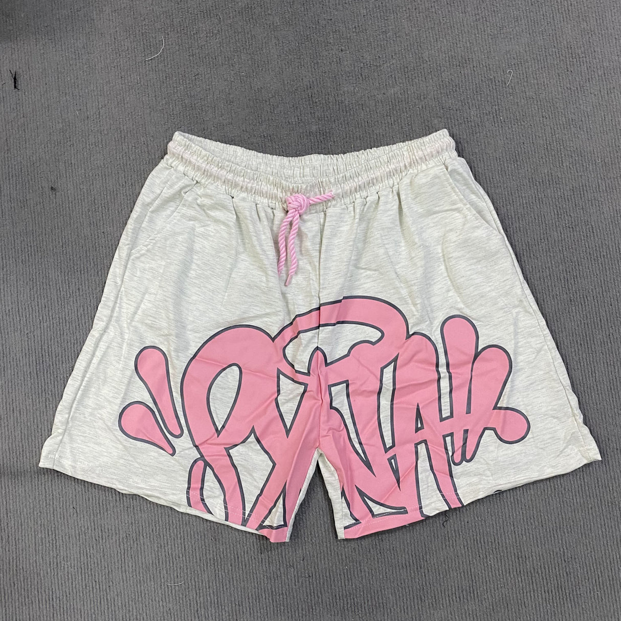 Casual Retro Hip Hop Print Drawstring Shorts for Men & Women - Y2K-Inspired Cotton Blend, Machine Washable, Streetwear Fashion