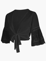 Elegant Solid Knotted Flared Sleeve Blouse, Open Front for Coquette/Cute/Y2K Style Women's Clothing