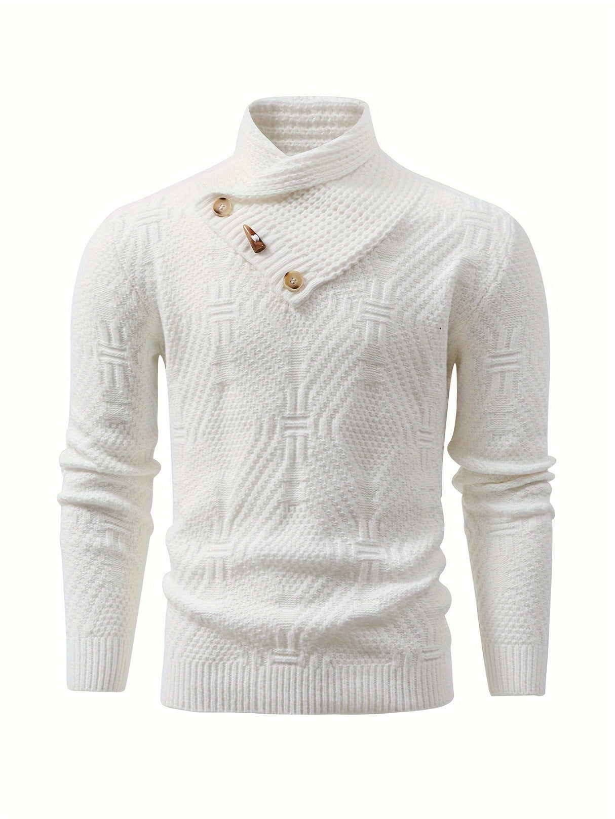 Stylish Thermal Knit Sweater for Men - Soft Long Sleeve Pullover Tops with Button Detail and Small Stand Collar - Perfect for Casual Wear and Layering