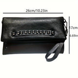 Punk Edge Rivet Clutch Bag - Chic Chain Crossbody - Durable Synthetic Leather Flap Purse for Fashionistas