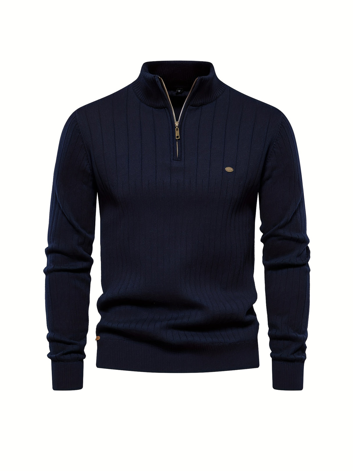 Men's Casual Cotton Warm Slightly Stretch Half Zipper Stand Collar Pullover Sweater For Men Fall Winter
