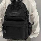New Fashionable Large-capacity Backpack, Unisex Casual Trend Backpack, Simple Solid Color Versatile School Bag