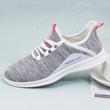 Women's Casual Slip-on Sneakers, Lightweight Lace Up Running Shoes, Knitted Low Top Sneakers