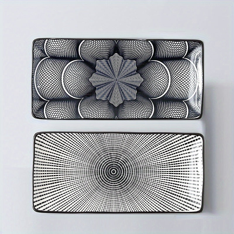 2 Pcs Ceramic Dinner Plate, 9.8" Rectangular Plates, For Dessert, Appetizers, Sushi, Wings, Dumplings, Fruit, Microwave Oven Dishwasher Safe, For Thanksgiving, Halloween, Christmas, Birthday Party, Wedding And Other Activitie