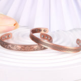 2pcs Copper Bracelets For Women And Men, Copper Magnetic Bracelet With 6pcs Ultra Strength Magnets, Adjustable Copper Cuff Bangle