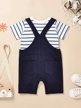 CETEPY Toddler Baby Boys Clothes Summer Outfits Short Sleeve Suspender Trousers Jumpsuit Animals Pattern Tops Pants Sets 0M-18M