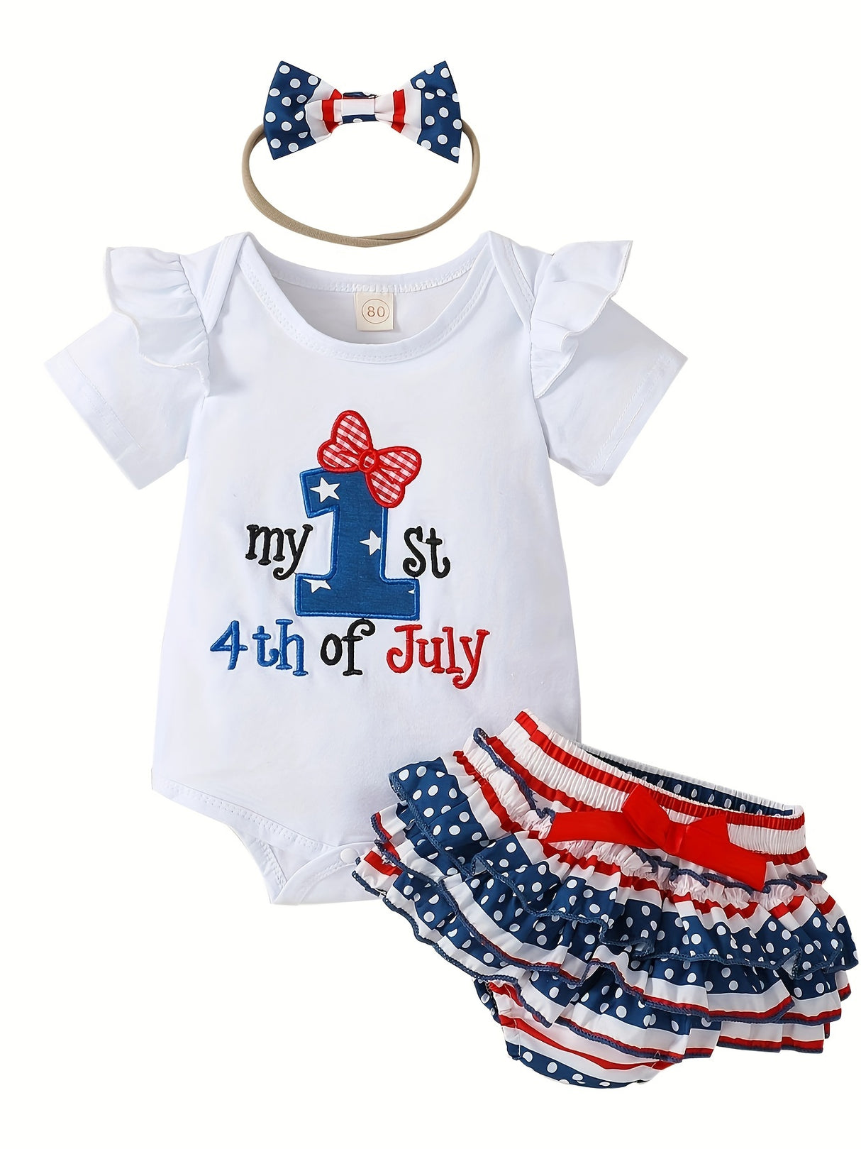 MinKidFashion Baby Girl Romper 4th of July Independence Day Infant Jumpsuit Shorts Outfit Pants Clothing Sets