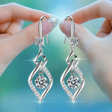 Rhombus Drop Earrings - Luxury Party Jewelry for Women with Inlaid Round Cut, Perfect for Prom, Dinner, and Decorative Occasions