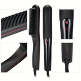 2-in-1 Ceramic Hair Straightener Brush - Advanced, All-in-One Styling Tool with Quick-Heat Tech & LCD Display - Perfect for All Hair Types, Daily Use & Stylish Womens Gift