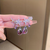 Flower & Teardrop Shape Drop Dangle Earrings Elegant Jewelry Gift For Women